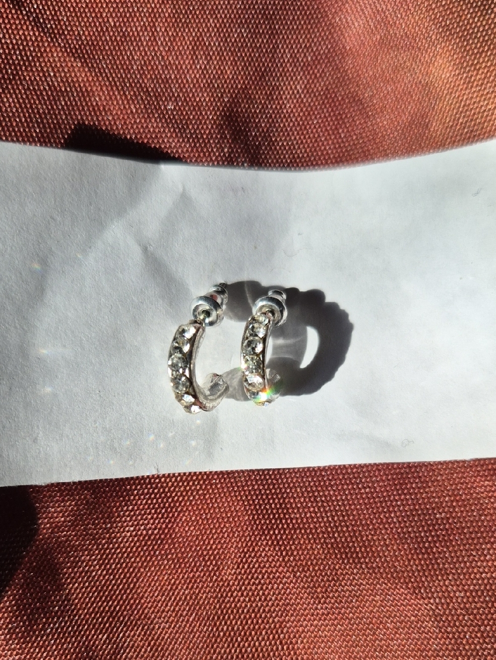 Silver Crystal Hoop Earrings - Women Jewelry